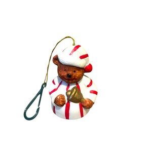 Giftco Ceramic Teddy Bear Bell Christmas‎ Tree Ornament 1985 Vintage
